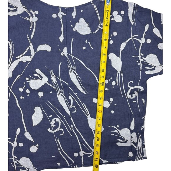 Lands Downunder Linen Lagenlook Italy Top Costal Artsy Botanical Asymmetric M - Picture 8 of 10